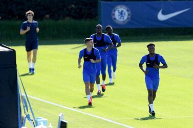 Chelsea's Callum Hudson-Odoi at training. He was the first Premier League player to test positive for Covid-19. Chelsea FC/Getty