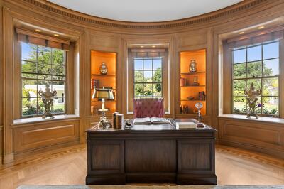 Inside there is an Oval Office-inspired library, offering all of the grandeur of the US president's office. Photo: Golden Gate Sotheby’s International Realty