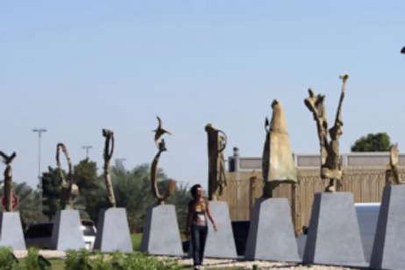 A nine-piece bronze sculpture by Guy Ferrer spelling out the word 'tolerance' was unveiled on Bainuna Street, Abu Dhabi.