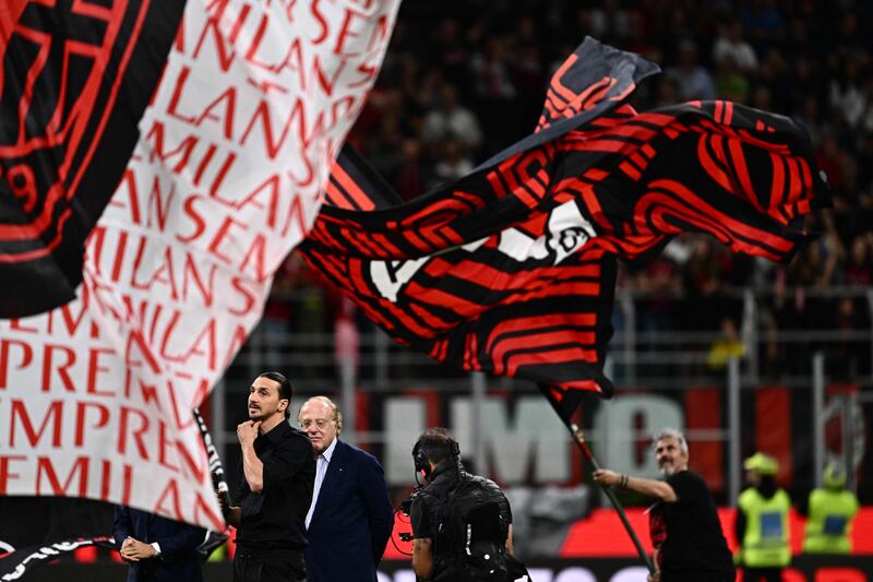 AC Milan's Swedish forward Zlatan Ibrahimovic during a farewell ceremony. AFP