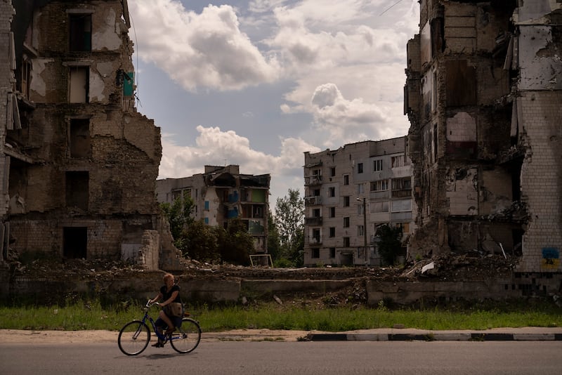 Destruction in Ukraine, where it is hoped international talks in Jeddah can help end the war with Russia. AP Photo