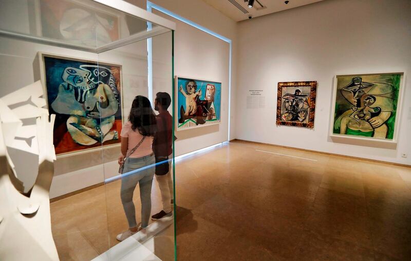 Visitors attend the opening of the exhibition Picasso et la famille (Picasso and the family) at the Sursock Museum. Joseph Eid / AFP