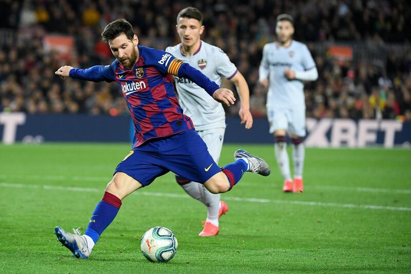 Barcelona's Lionel Messi during the La Liga match against Levante at the Camp Nou. AFP