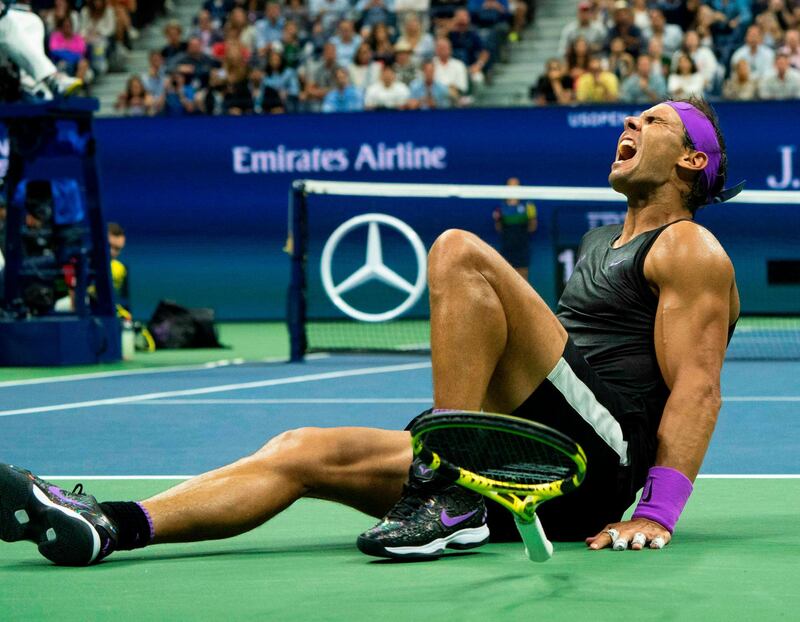 Rafael Nadal celebrates his victory over Daniil Medvedev. AFP