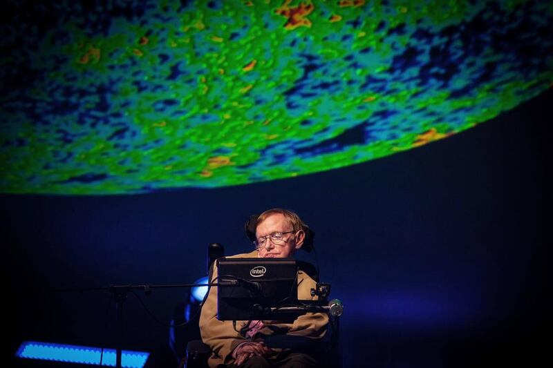 British theoretical physicist professor Stephen Hawking gives a lecture during the Starmus Festival on the Spanish Canary island of Tenerife on September 23, 2014.  AFP PHOTO / DESIREE MARTIN