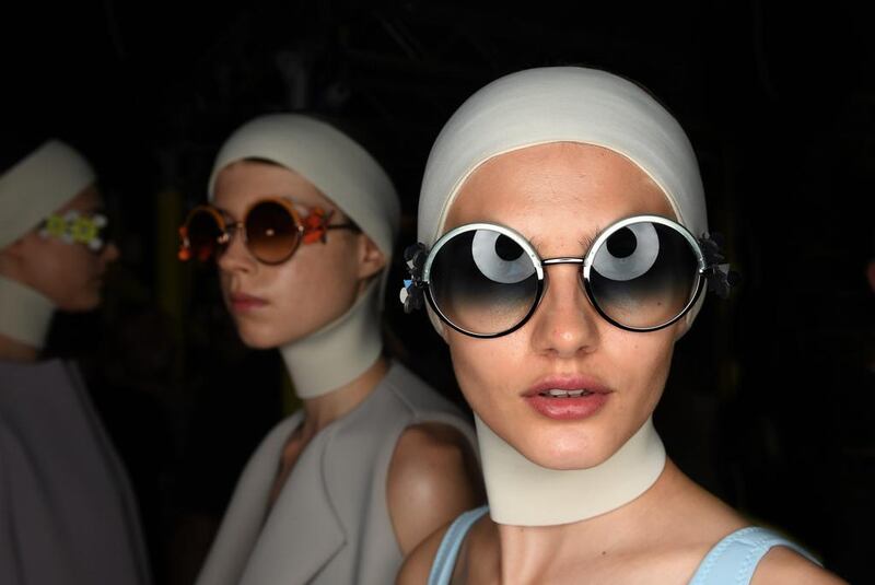 Models prepare backstage ahead of the Anya Hindmarch show during London Fashion Week Spring/Summer collections 2017  in London. Stuart C. Wilson / Getty Images