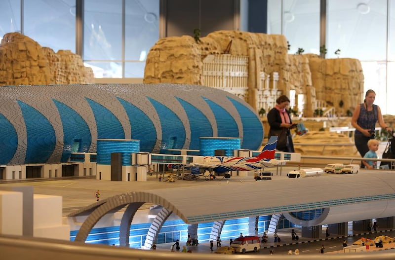 Legoland Dubai features a miniature Dubai International Airport made with Lego bricks. Pawan Singh / The National