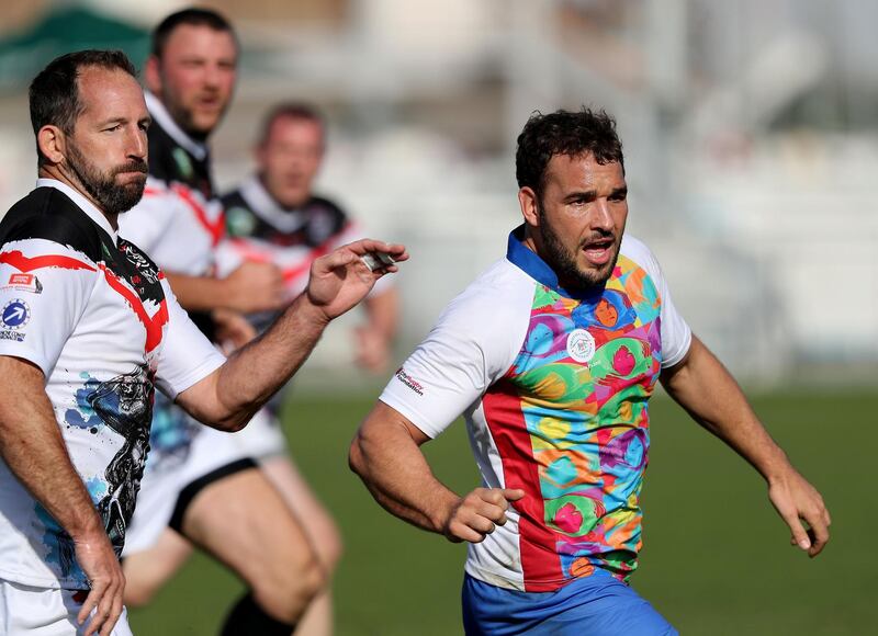 Dubai, United Arab Emirates - December 1st, 2017: Former England international Olly Barkley of Christina Noble Children's Foundation during the game between Christina Noble Children's Foundation and SBA Pirates at the 2nd Day of Dubai Rugby 7's. Friday, December 1st, 2017 at The Sevens, Dubai. Chris Whiteoak / The National