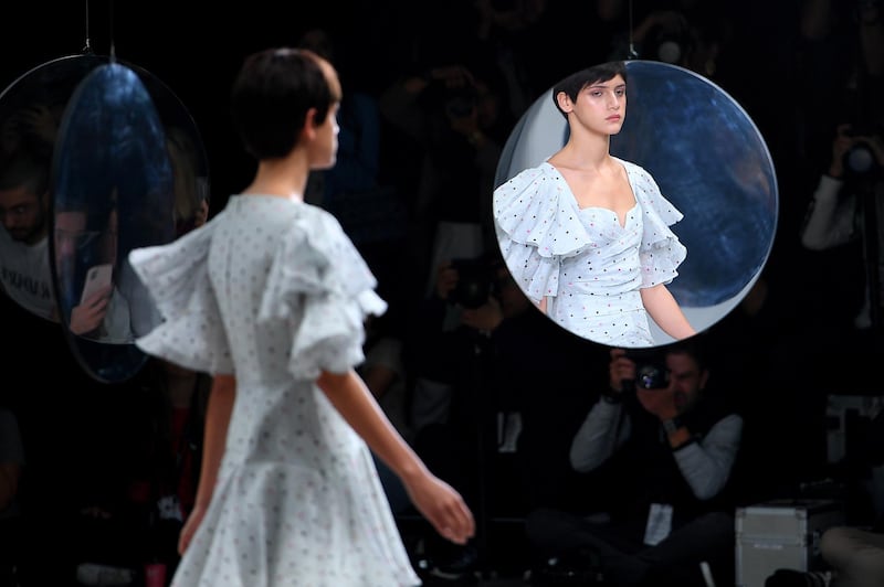 A model walks the runway wearing creations by Acler during the Mercedes-Benz Fashion Week Australia in Sydney, Australia, on May 16, 2018. Dan Himbrechts / EPA