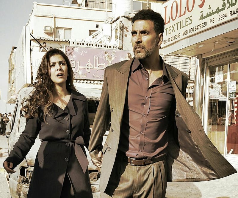 Nimrat Kaur and Akshay Kumar in Airlift, which was shot largely in Sharjah and RAK. B4U Motion Pictures