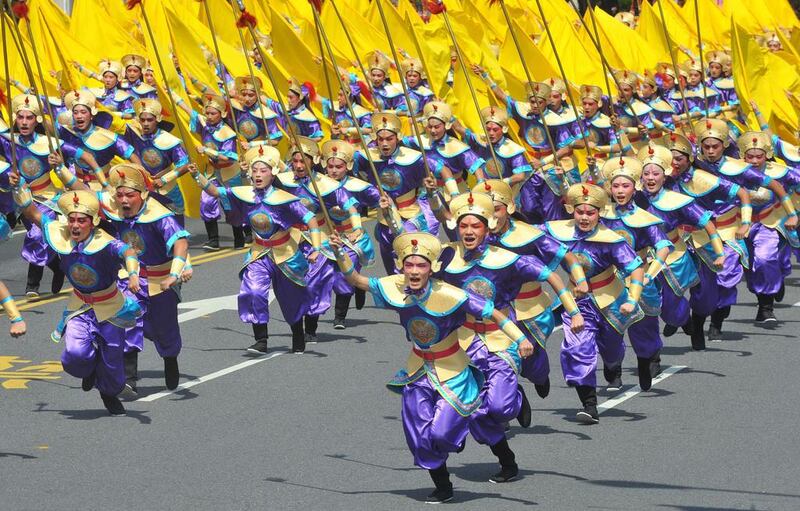 Students perform during celebrations to mark National Day in Taipei, Taiwan. Mandy Cheng / AFP Photo