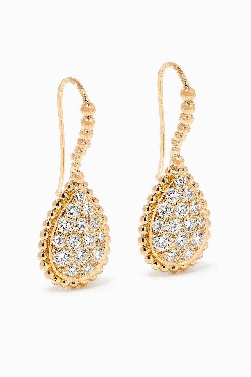 Diamond drop earrings, Dh37,600, Boucheron at Ounass. Courtesy Ounass