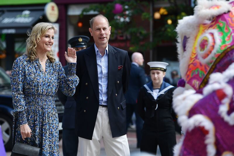 Prince Edward, Earl of Wessex and his wife, Sophie, attend a platinum jubilee event in Belfast. Getty Images