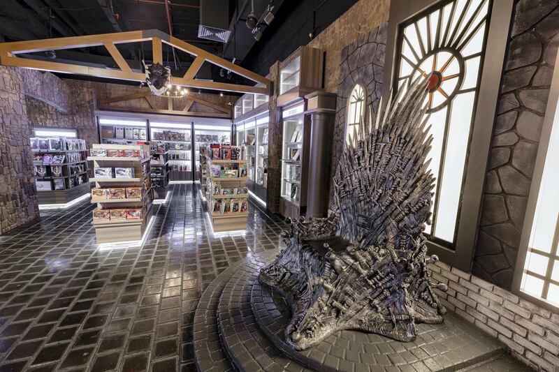 Dubai, United Arab Emirates - May 26, 2019: Photo Project. Game of Thrones Iron throne. Comicave is the WorldÕs largest pop culture superstore involved in the retail and distribution of high-end collectibles, pop-culture merchandise, apparels, novelty items, and likes. Thursday the 30th of May 2019. Dubai Outlet Mall, Dubai. Chris Whiteoak / The National