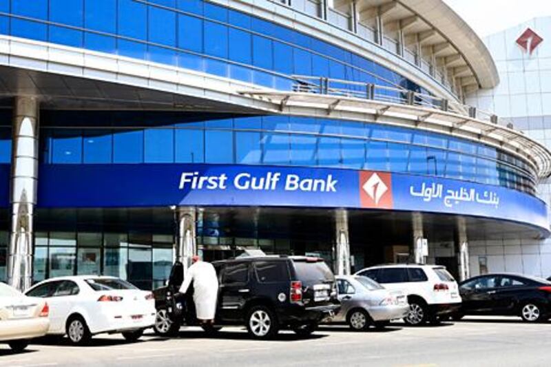 Dubai, June 23, 2013 - Stock of First Gulf Bank located off Sheikh Zayed Road in Dubai, June 23, 2013. (Photo by: Sarah Dea/The National)


 *** Local Caption ***  SDEA230613-firstgulfbank03.JPG