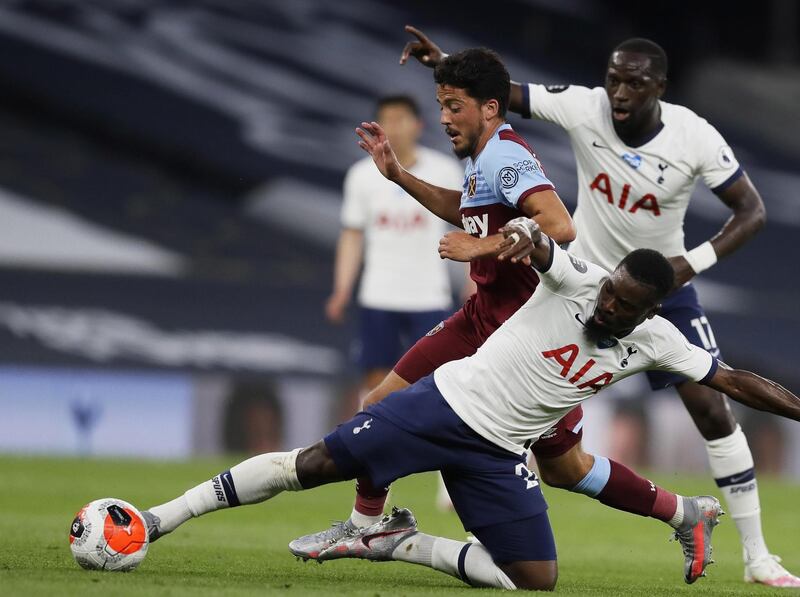 Serge Aurier in action against Pablo Fornals of West Ham. EPA