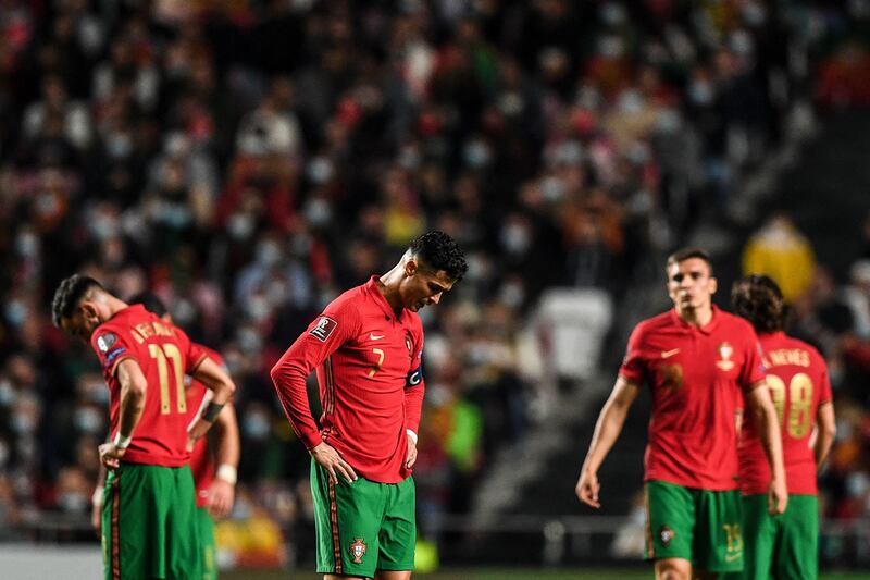 Portugal forward Cristiano Ronaldo reacts. AFP