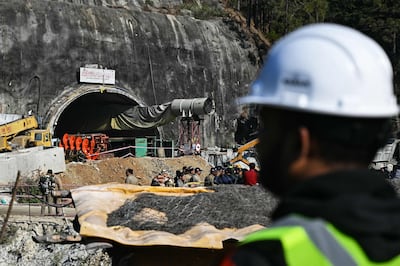 The entrance of the Silkyara tunnel, during the final phase of the rescue operation. AFP
