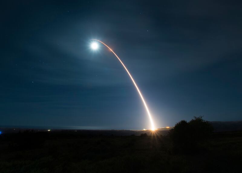 A Minuteman III intercontinental ballistic missile launches during a test in California. AFP