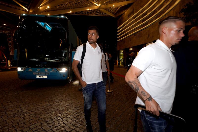 Manchester City's Rodri at the team hotel in Istanbul. PA