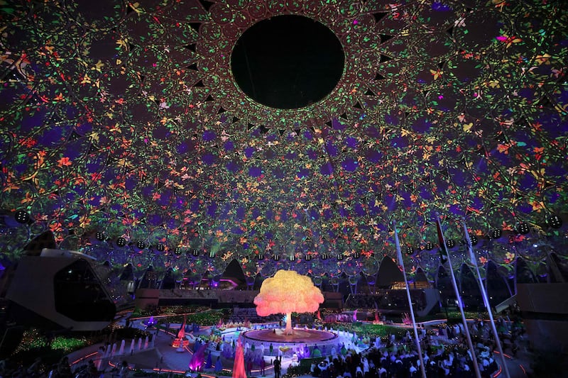 National Day celebrations at Expo 2020 Dubai include two special stage shows, plus performances from Emirati singers Fatima Zahrat Alain and Eida Al Menhali. Photo: Karim Sahib / AFP