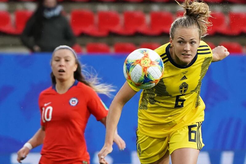 Magdalena Eriksson of Sweden in action against Chile and Sweden. EPA