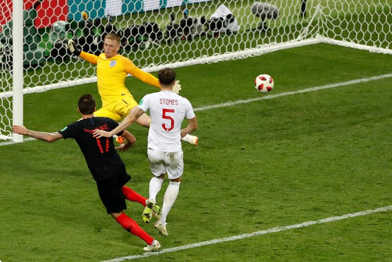 Croatia's Mario Mandzukic, left, scores his side's second goal. AP Photo