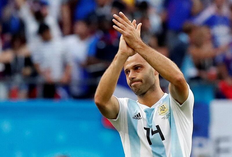 Midfield – Javier Mascherano (Argentina)
Sloped off into retirement in tears after a tournament that bloodied both his features and his reputation. Way off the pace, maybe because he was distracted by trying to manage the team at the same time as playing. Hardly the fitting end to a fine international career. Carlos Garcia Rawlins / Reuters