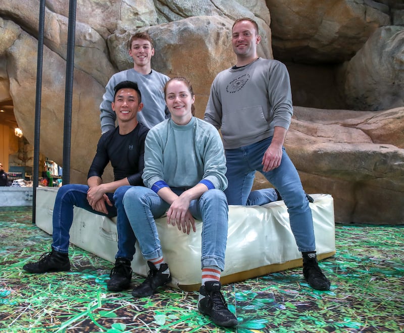 From left, SeaWorld Abu Dhabi performers Benjamin Ratcliffe, Andres Lin Fan, Ren Carter and Matthew Wagner