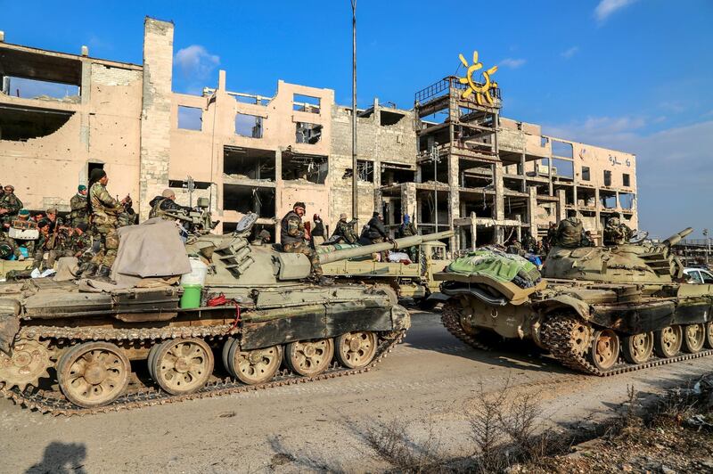 Syrian army units advance to the Aleppo Ghazi Aintab International Highway and the northern countryside of Aleppo, Syria.  EPA