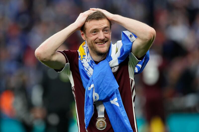 Leicester's Jamie Vardy after the match. Getty