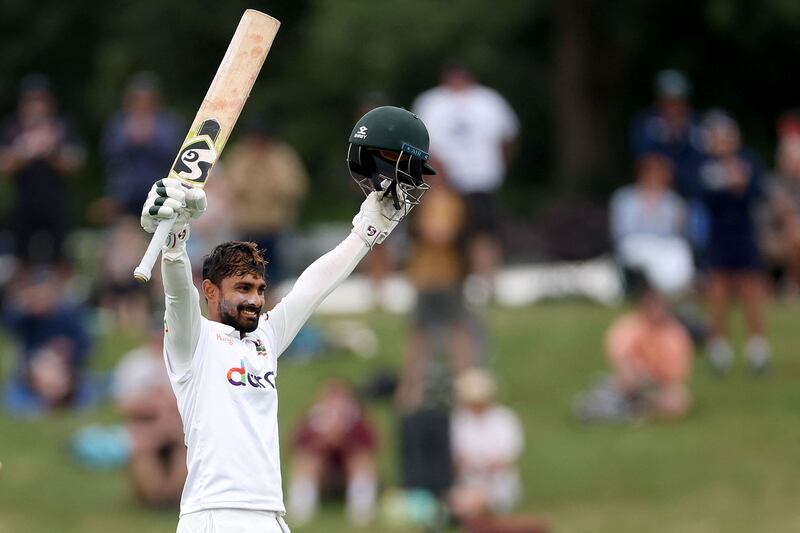 Bangladesh's Liton Das celebrates reaching his century. He his 102 off 114 balls, including 14 fours and one six. AFP