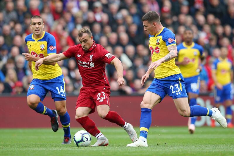 Left midfield: Xherdan Shaqiri (Liverpool) – His first start only lasted 45 minutes but the Swiss still starred and his shot led to Liverpool’s first goal against Southampton. Getty Images