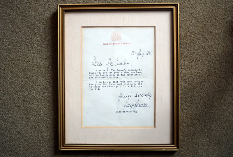 A letter from Queen Elizabeth II to Angela Cumlin, 97, thanking her for the birthday wishes she sent to the queen
