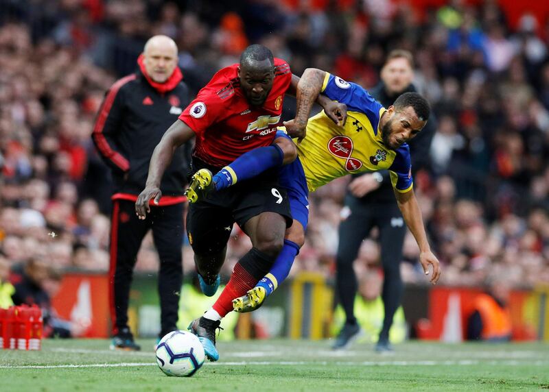 Lukaku in action with Southampton's Ryan Bertrand. Reuters