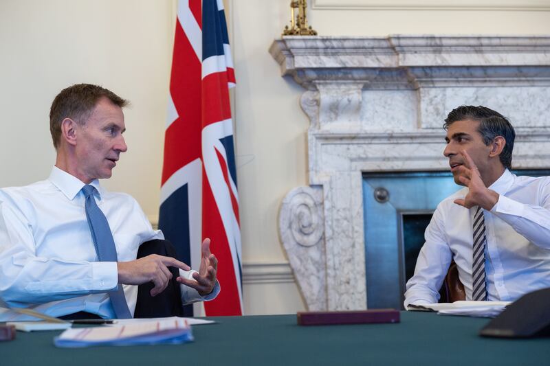 The Prime Minister with Chancellor Jeremy Hunt in the Cabinet Room at No 10. Photo: Simon Walker / No 10 Downing Street