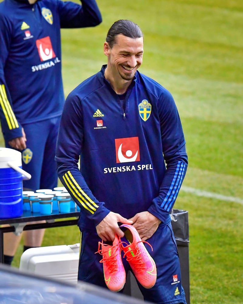 Sweden's Zlatan Ibrahimovic during training. Reuters