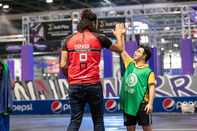 DUBAI, UNITED ARAB EMIRATES. 23 JULY 2018. Special Olympics are running a summer camp at Dubai Sports World for young people with intellectual disabilities at Dubai World Trade Centre. So far over 40 people with intellectual disabilities have taken part in weekly training sessions including football, basketball and cycling alongside ambassadors and members of the Special Olympics UAE team. (Photo: Antonie Robertson/The National) Journalist: Standalone. Section: National.