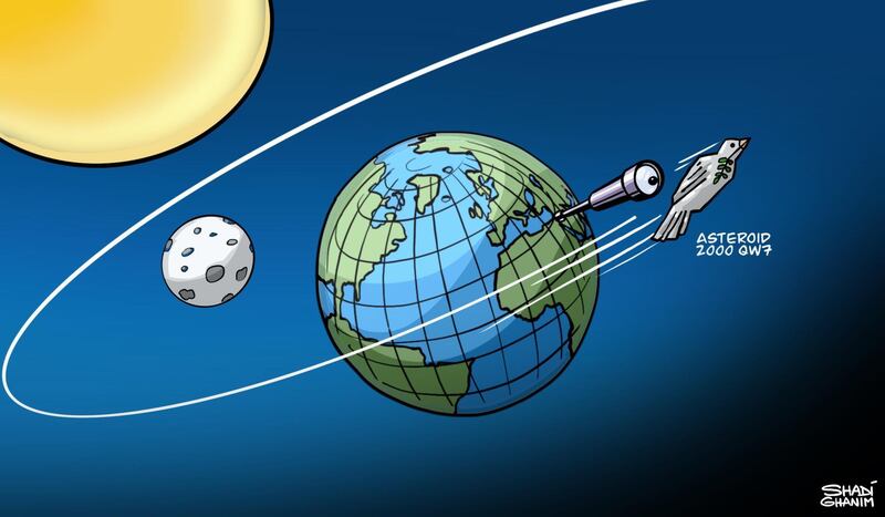 Shadi Ghanim's take on the asteroid close to the size of Burj Khalifa that it is set to hurtle past Earth on Sunday.