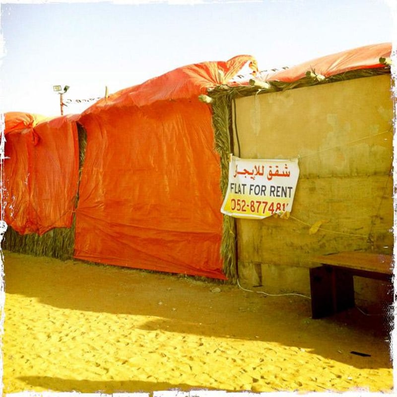 Day trip with friends to the Western Region and the Mazayin Dhafra Camel Festival, 220 kms west of Abu Dhabi on December 20, 2013.  Outside the traditional souk.  Picture taken with the Hipstamatic app for the iPhone. Liz Claus / The National

