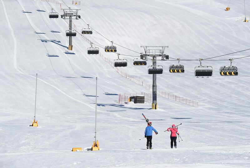 Ponte di Legno, Italy. Ski lifts are closed after the Italian government signed a last-minute order to keep ski resorts closed until March. Reuters