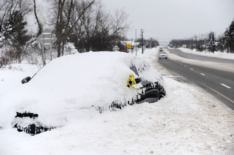 Vehicles were abandoned on roads throughout New York state. AFP