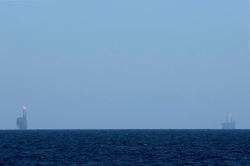 Oil platforms in the Mediterranean sea, Libya. The North African country has been looking to boost its crude output. AP