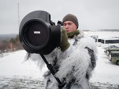 Ukrainian army personnel train with anti-tank missile systems in Starychi, Ukraine. Getty Images