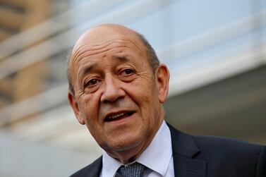 French Foreign Minister Jean-Yves Le Drian spoke to reporters on Friday. Reuters