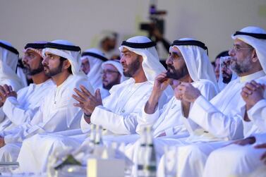 Sheikh Mohammed bin Rashid, Prime Minister and Vice President of the UAE, with Sheikh Mohamed bin Zayed, Crown Prince of Abu Dhabi and Deputy Supreme Commander of the Armed Forces at the St Regis Saadiyat last year. Rashed Al Mansoori / Ministry of Presidential Affairs