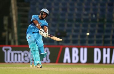 ABU DHABI , UNITED ARAB EMIRATES, October 05, 2018 :- Tony De Zorzi of Multiply Titans playing a shot during the Abu Dhabi T20 cricket match between Multiply Titans  vs Boost Defenders held at Zayed Cricket Stadium in Abu Dhabi. ( Pawan Singh / The National )  For Sports. Story by Amith