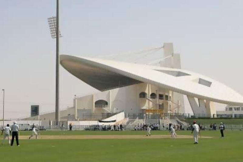 Justin D’Souza of ADIS plays a shot during the Abu Dhabi interschool cricket final against Cambridge High School.