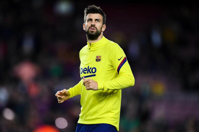 BARCELONA, SPAIN - FEBRUARY 02: Gerard Pique of FC Barcelona warms up prior to the Liga match between FC Barcelona and Levante UD at Camp Nou on February 02, 2020 in Barcelona, Spain. (Photo by David Ramos/Getty Images)
