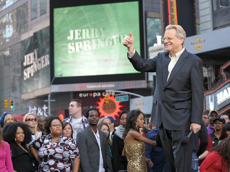 Springer celebrates the 20th anniversary of The Jerry Springer Show in Times Square on October 11, 2010, in New York. Getty 